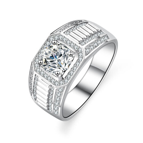 Nhẫn Kim Cương Moissanate Nam 1 Carat Bạc S925 NHB006 Hở