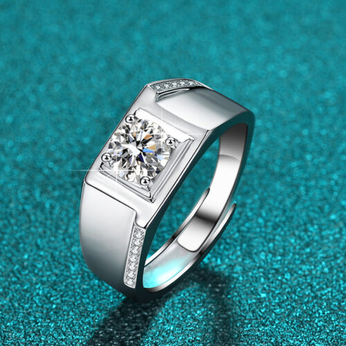 Nhẫn Kim Cương Thời Trang Nam Moissanate 1 Carat Bạc S925 NHB020