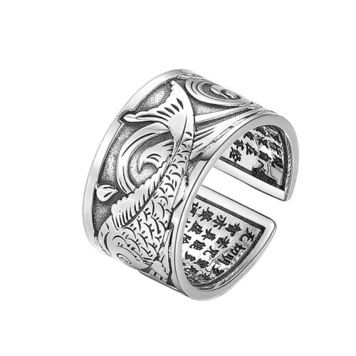 Nhẫn Koi Trái Tim bạc Thái S925 Nam NHB077