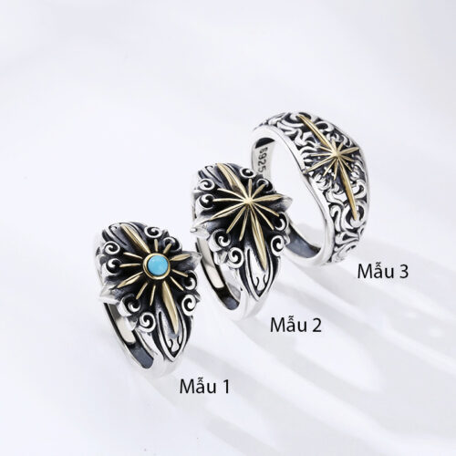 Nhẫn Ngôi Sao Nam Sáu Cánh Bạc Thái S925 NHB062 Mẫu 2