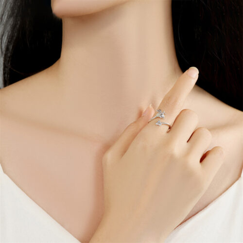 Nhẫn Nữ Đính Đá Zircon Bạc Khắc Hình Động Vật Cá Tính S925 NHN002 Mẫu Cá Heo 5025