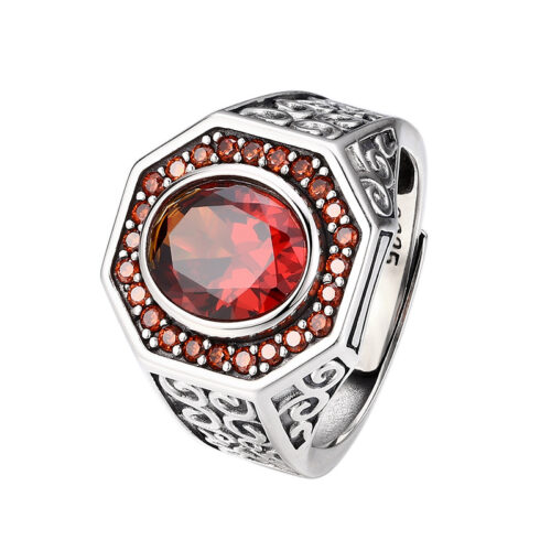Nhẫn Nạm Zircon Và Mã Não Bạc Thái S925 NHB068