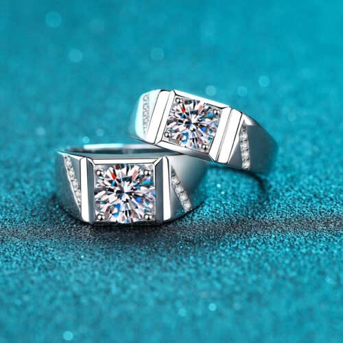 Nhẫn Bạc Nam Đính Kim Cương Moissanate 1 Carat S925 NHB014