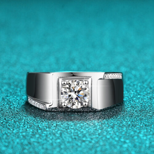 Nhẫn Kim Cương Thời Trang Nam Moissanate 1 Carat Bạc S925 NHB020