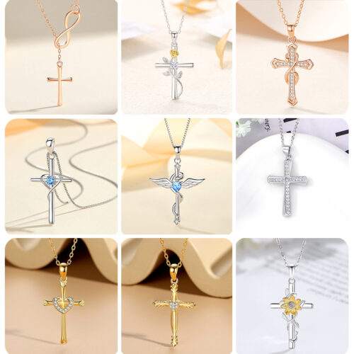 Mặt Dây Chuyền Nữ Chữ Thập Bạc S925 MDN002 DY722 Vàng Kim