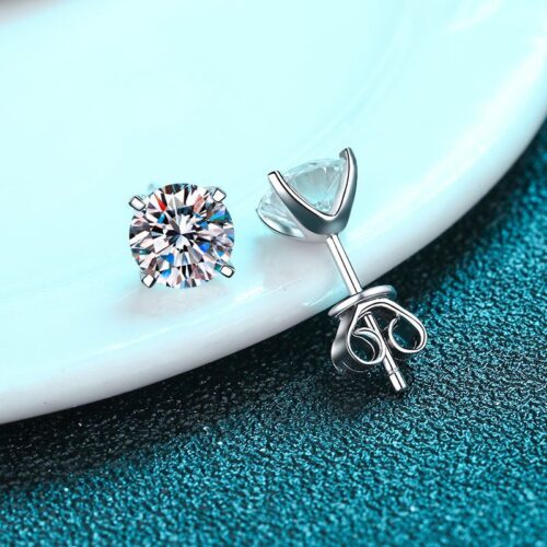 Bông Tai Đính Kim Cương Moissanite 2 Carat Bạc Nguyên Chất S925 BTN012