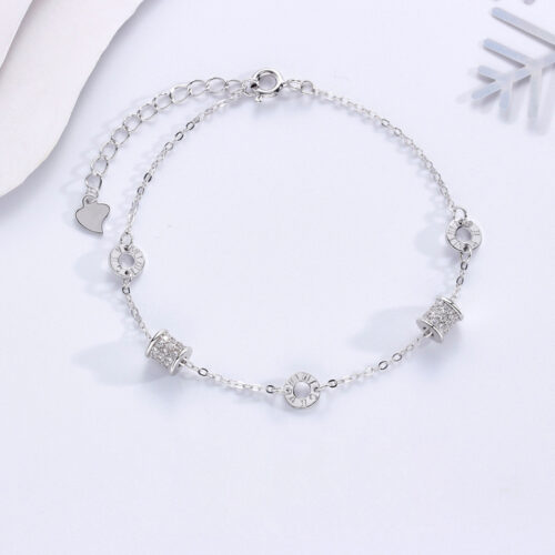 Vòng Đeo Tay Bạc S925 Chữ La Mã VDN003 Vàng Hồng
