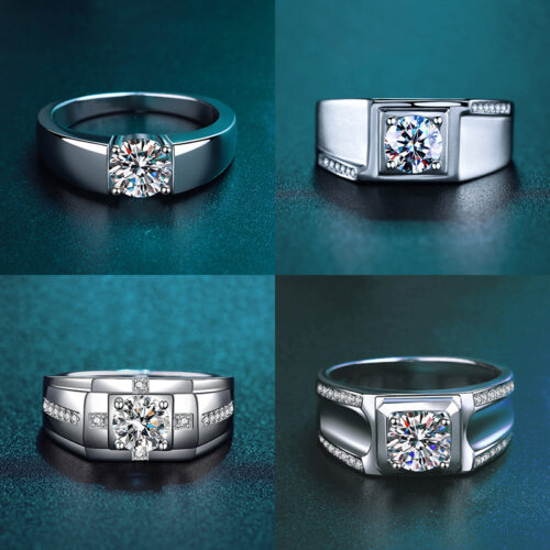 Nhẫn Nam Khảm Kim Cương Moissanate 1 Carat Bạc S925 NHB039 Mẫu 8