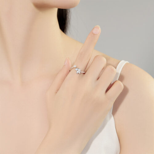 Nhẫn Nữ Đính Đá Zircon Bạc Khắc Hình Động Vật Cá Tính S925 NHN002 Mẫu Cá Heo 5025