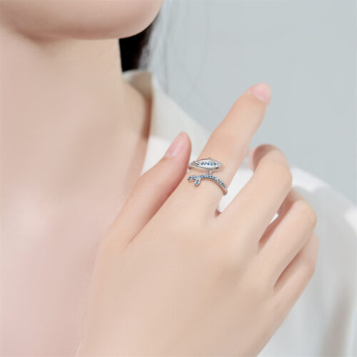 Nhẫn Nữ Đính Đá Zircon Bạc Khắc Hình Động Vật Cá Tính S925 NHN002 Mẫu Cá Heo 5025
