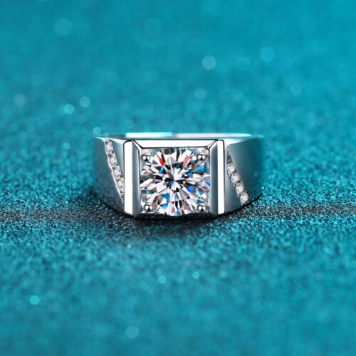 Nhẫn Bạc Nam Đính Kim Cương Moissanate 1 Carat S925 NHB014