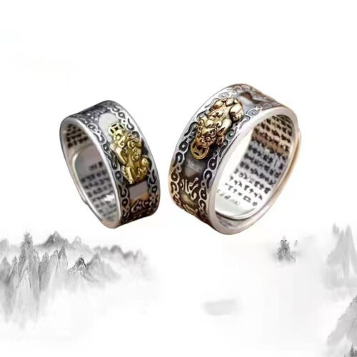 Nhẫn Nam Ký Tự May Mắn Bạc Thái S925 NHB023 Kí Tự Cóc Vàng