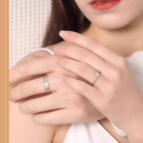 Nhẫn Đôi Khắc Họa Tiết Hoàng Tử Hoa Hồng Bạc S925 NHN027-NHB037