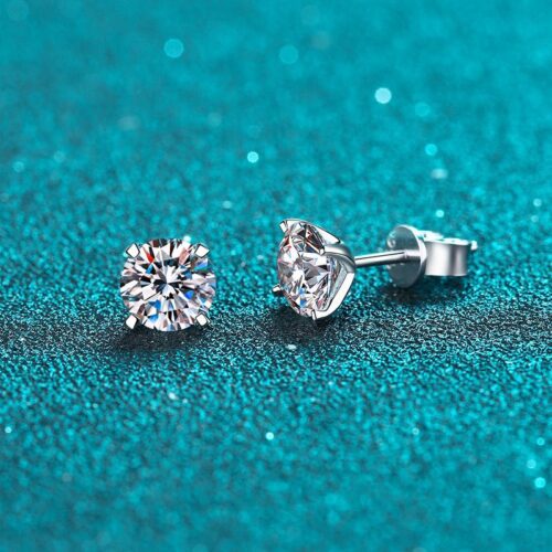 Bông Tai Đính Kim Cương Moissanite 2 Carat Bạc Nguyên Chất S925 BTN012