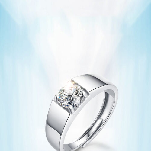 Nhẫn Nam Đính Kim Cương Moissanate 1 Carat Bạc S925 NHB002 Chọn Size