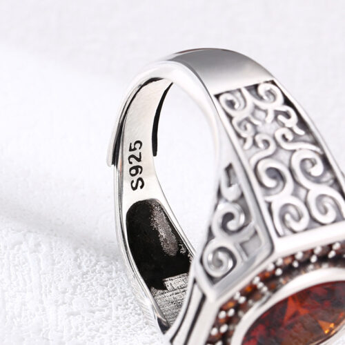 Nhẫn Nạm Zircon Và Mã Não Bạc Thái S925 NHB068
