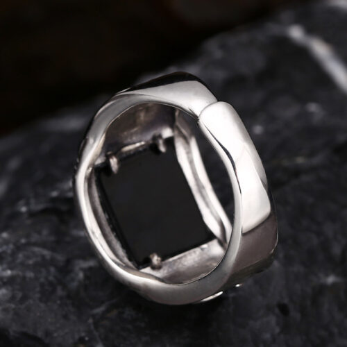 Nhẫn Hoa Nho Mã Não Đen Bạc Thái S925 NHB075