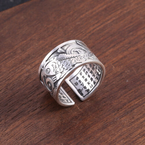 Nhẫn Koi Trái Tim bạc Thái S925 Nam NHB077