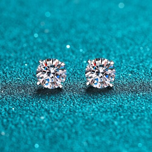 Bông Tai Đính Kim Cương Moissanite 2 Carat Bạc Nguyên Chất S925 BTN012