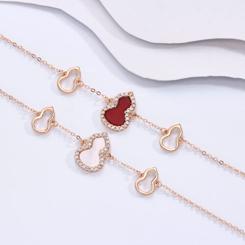 Lắc Tay Hồ Lô Bạc S925 VDN005 Mã Não Đỏ Vàng Hồng