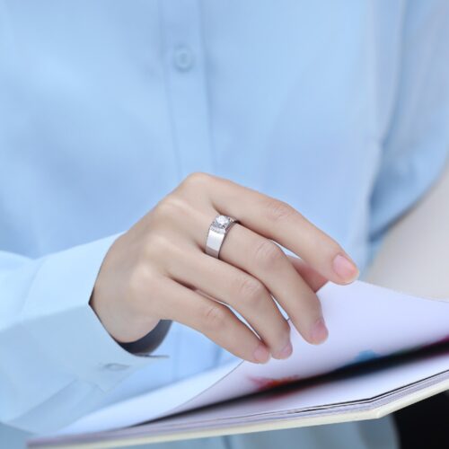 Nhẫn Nam Đính Kim Cương Moissanate 2 Carat Bạc S925 NHB017