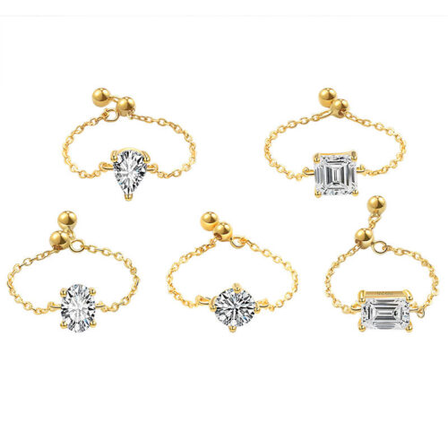 Nhẫn Dây Bạc S925 Đính Đá Quý Zircon NHN005 Mẫu 4 Dây Vàng