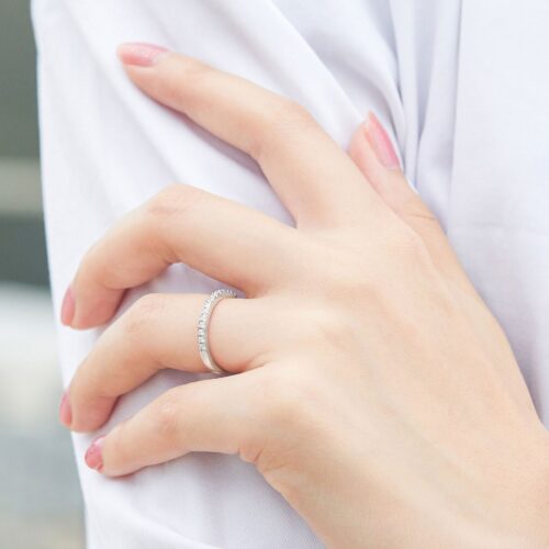 Nhẫn Nữ Bạc S925 Sterling Đính Đá Quý Zircon NHN013 Nhẫn Vàng Đính Đá Trắng Xanh Nửa Vòng
