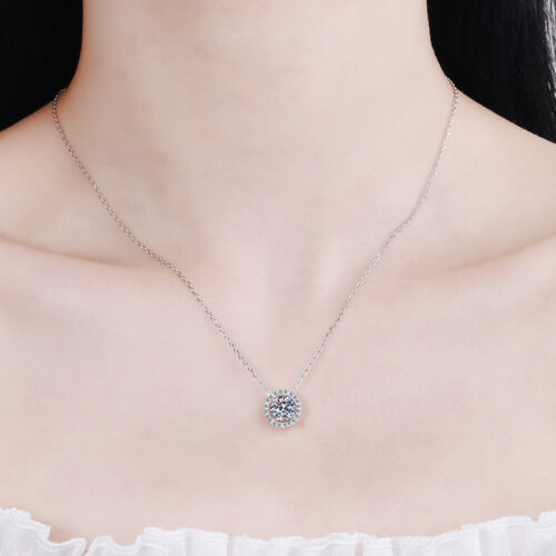 Dây Chuyền Nữ Đính Kim Cương Moissanate 2 Carat Bạc S925 DCN014
