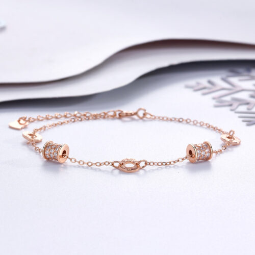 Vòng Đeo Tay Bạc S925 Chữ La Mã VDN003 Vàng Hồng