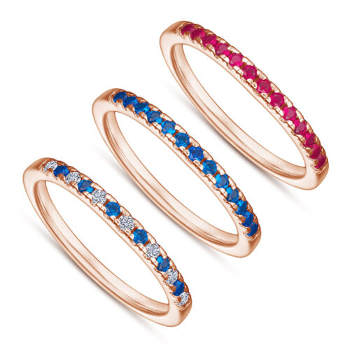 Nhẫn Nữ Bạc S925 Sterling Đính Đá Quý Zircon NHN013 Nhẫn Vàng Đính Đá Trắng Xanh Nửa Vòng