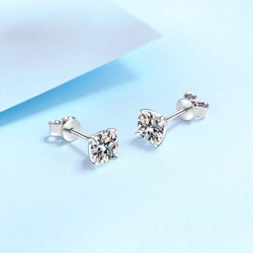 Bông Tai Nữ Bạc S925 Đính Kim Cương Moissanite 4 Carat BTN001