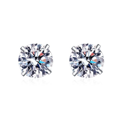 Bông Tai Đính Kim Cương Moissanite 2 Carat Bạc Nguyên Chất S925 BTN012