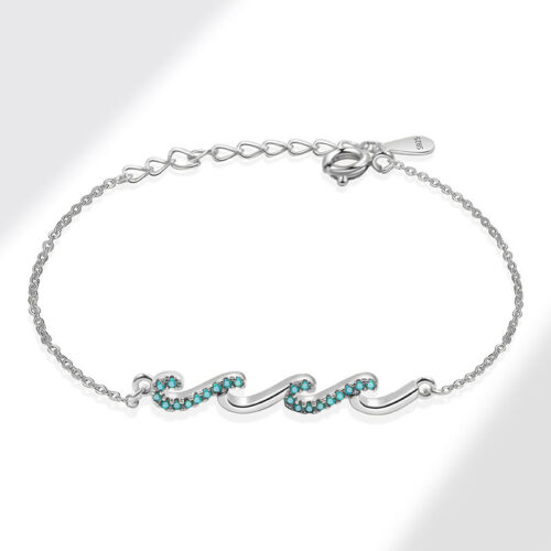 Lắc Chân Cá Tính Kiểu Sóng Biển Mạ Vàng Bạc S925 VDN007 Bạc Kim Cương Trắng