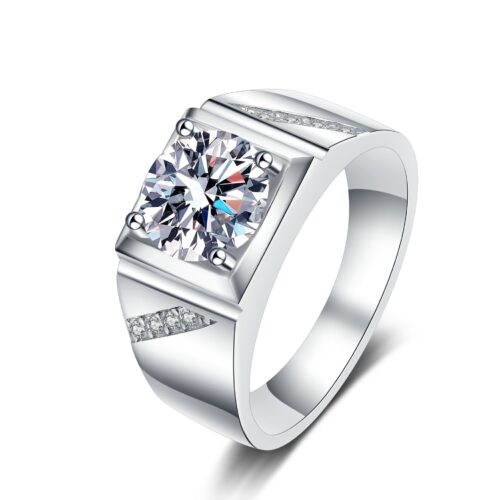 Nhẫn Bạc Nam Đính Kim Cương Moissanate 1 Carat S925 NHB014