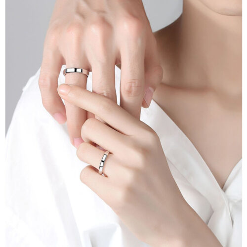 Nhẫn Cặp Trơn Bạc Nguyên Chất S925 NHN028-NHB038