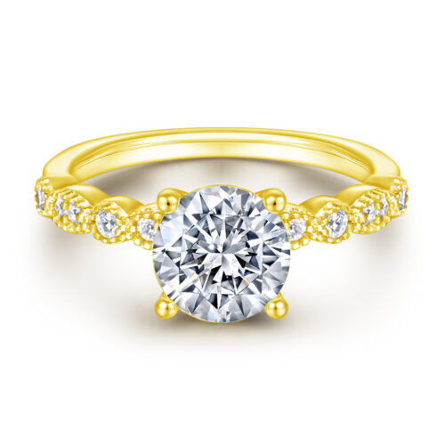 Nhẫn Cưới Nữ Đính Đá Quý Zircon Bạc S926 NHN012 Màu Vàng Kim