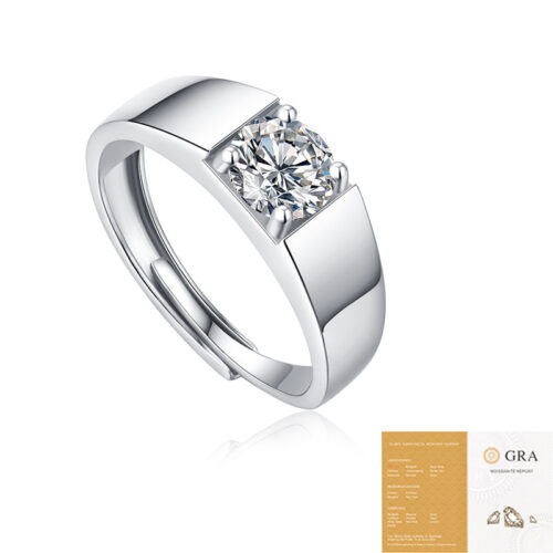 Nhẫn Nam Đính Kim Cương Moissanate 1 Carat Bạc S925 NHB002 Chọn Size