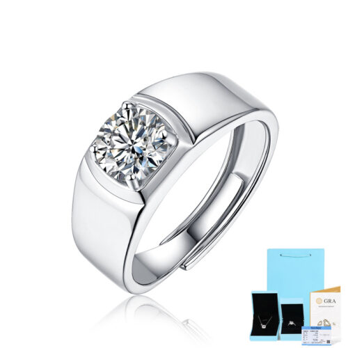 Nhẫn Nam Đính Kim Cương Moissanate 2 Carat Bạc S925 NHB017