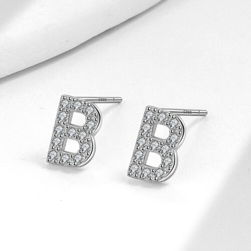 Bông Tai Chữ Cái Bạc S925 BTN007 Chữ E
