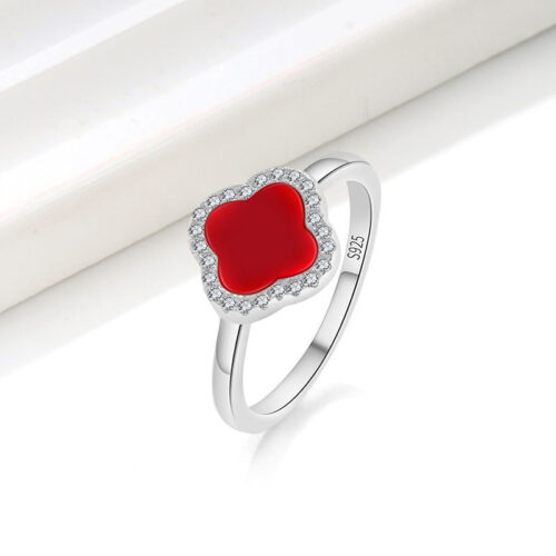 Nhẫn Nữ May Mắn Mã Não 4 Lá Bạc S925 NHN006 Vàng 18K Màu Đen PNJ813