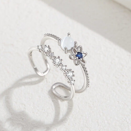 Nhẫn Bạc Hai Lớp Phong Cách Hàn Quốc Bạc S925 NHN010 ZW53 Bạc