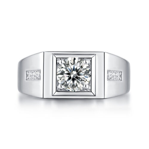 Nhẫn Nam Vuông Đính Kim Cương Moissanate 1 Carat Bạc S925 NHB019