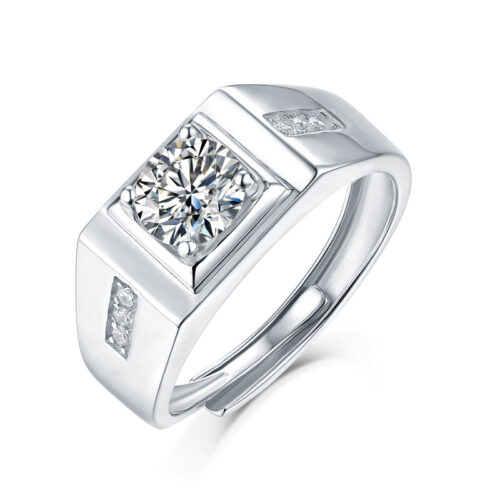 Nhẫn Nam Vuông Đính Kim Cương Moissanate 1 Carat Bạc S925 NHB019