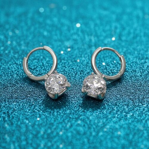 Khuyên tai nữ đính đá lấp lánh thiết kế tinh tế Bạc S925 BTS013 Tím