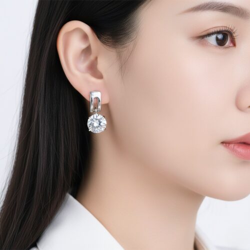 Hoa Tai Bạc Nữ Đính Đá Quý Cao Cấp S925 BTS006 Tím