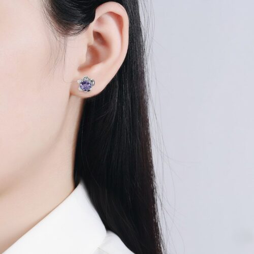 Khuyên Tai Bạc Nữ Lấp Lánh Sang Trọng S925 BTS025 Trắng