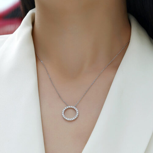 Dây Chuyền Bạc Sang Trọng Đính Kim Cương Moissanite Bạc S925 DCN095
