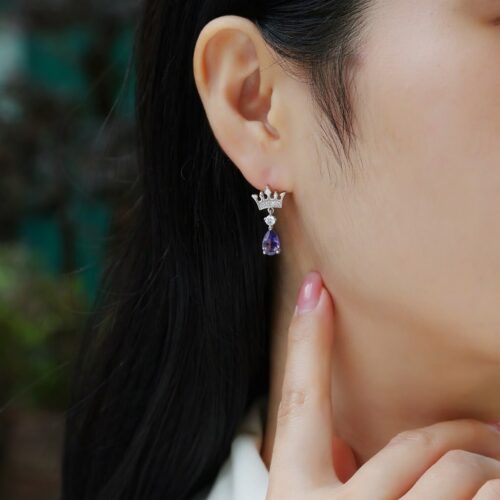 Bông Tai Cao Cấp Đính Đá Quý Sang Trọng Bạc S925 BTS003