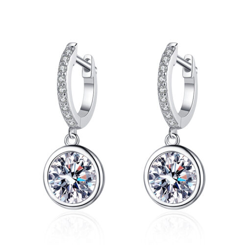 Bông Tai Bong Bóng Đính Kim Cương Moissanite 1 Carat Bạc S925 BTN067