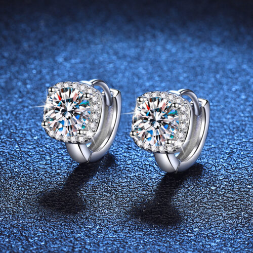 Bông Tai Thanh Lịch Đính Kim Cương Moissanite 1 Carat Bạc S925 BTN021 Vàng 18k